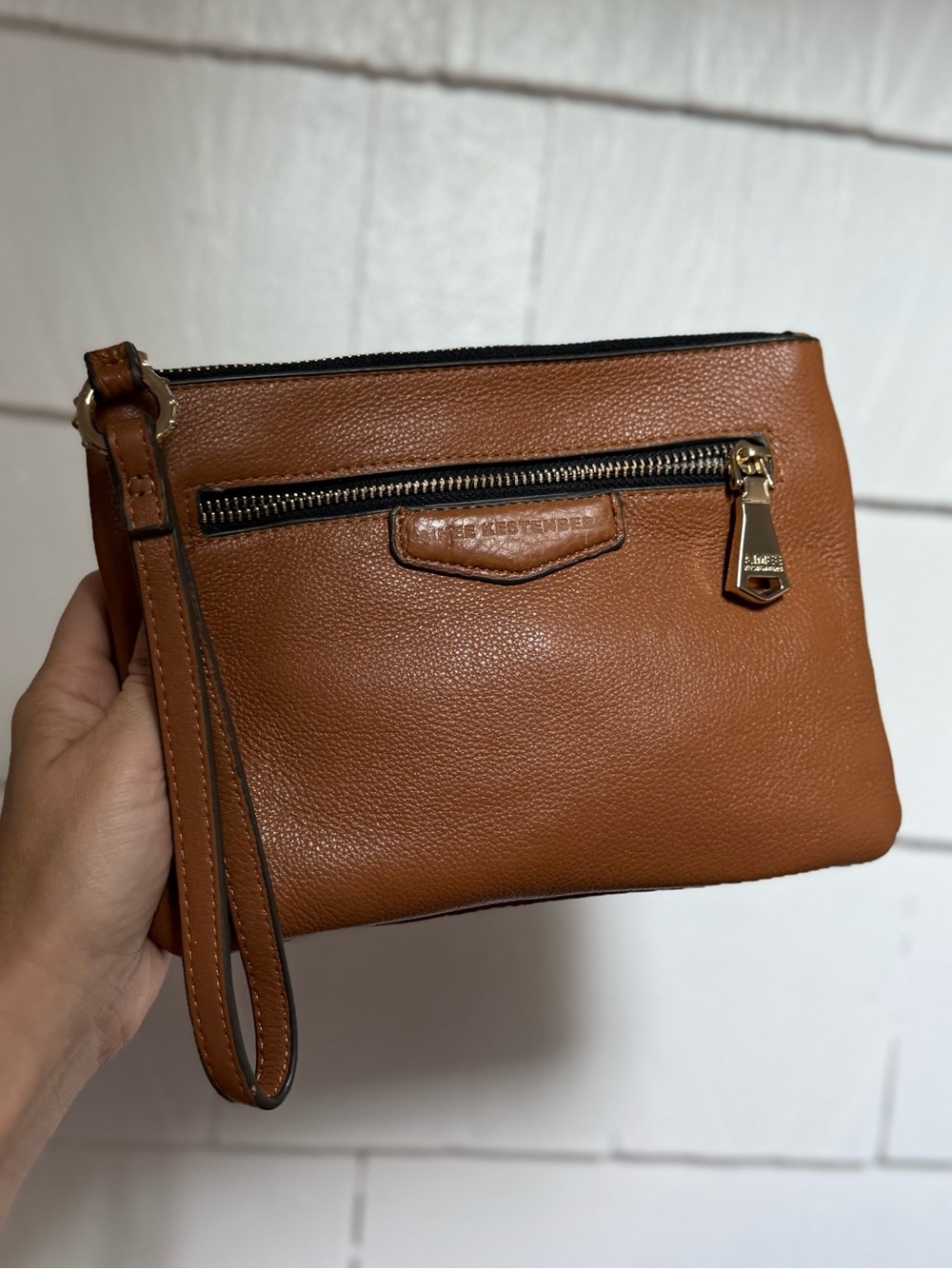 Aimee Kestenberg brown Leather Wristlet Clutch hand bag